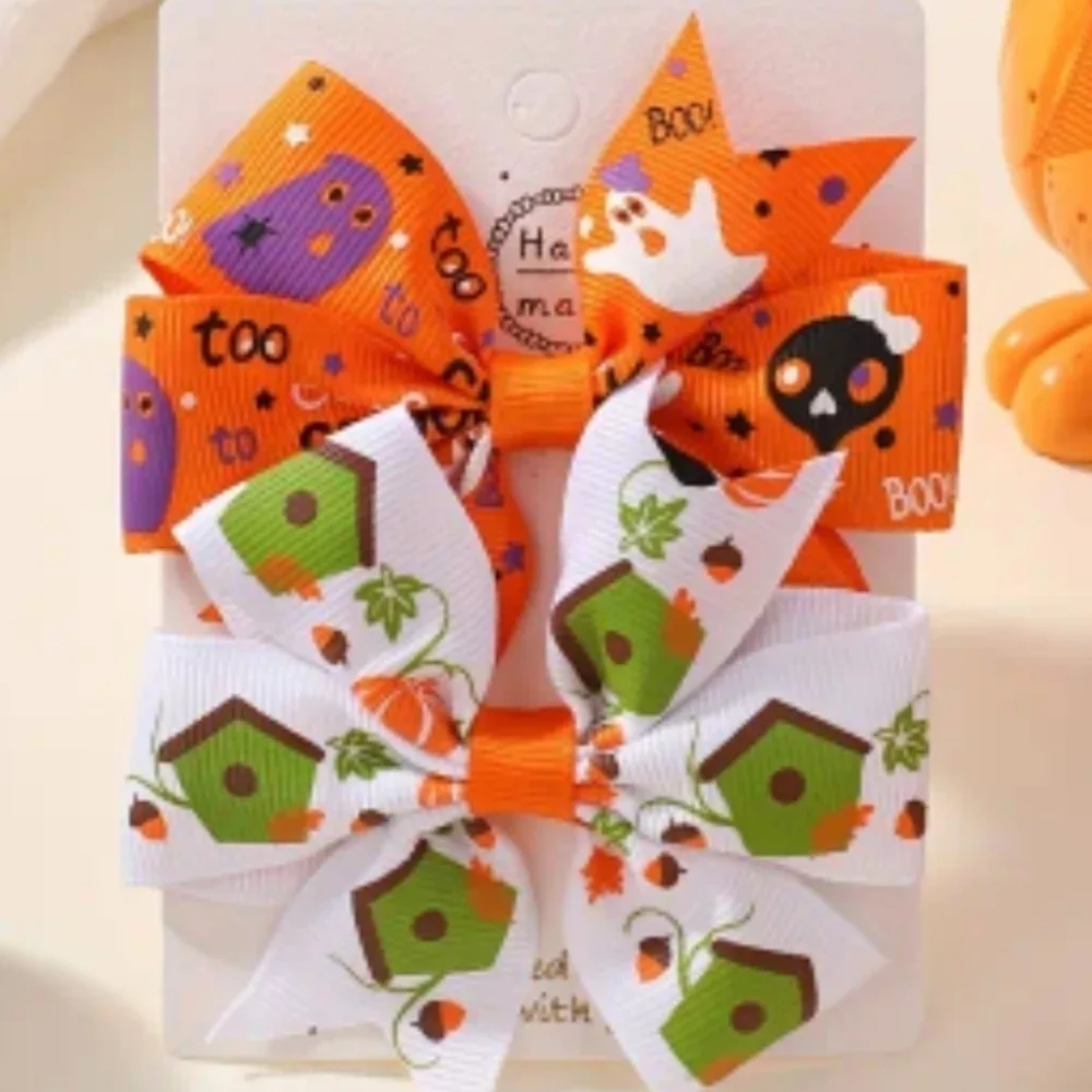 New!  Halloween Hair Bow Clips